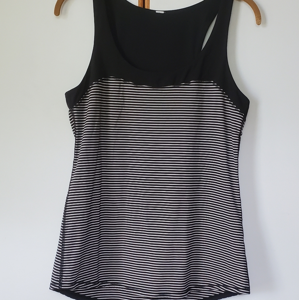 Lululemon Run First Base Tank Rulu Stripe Black 8